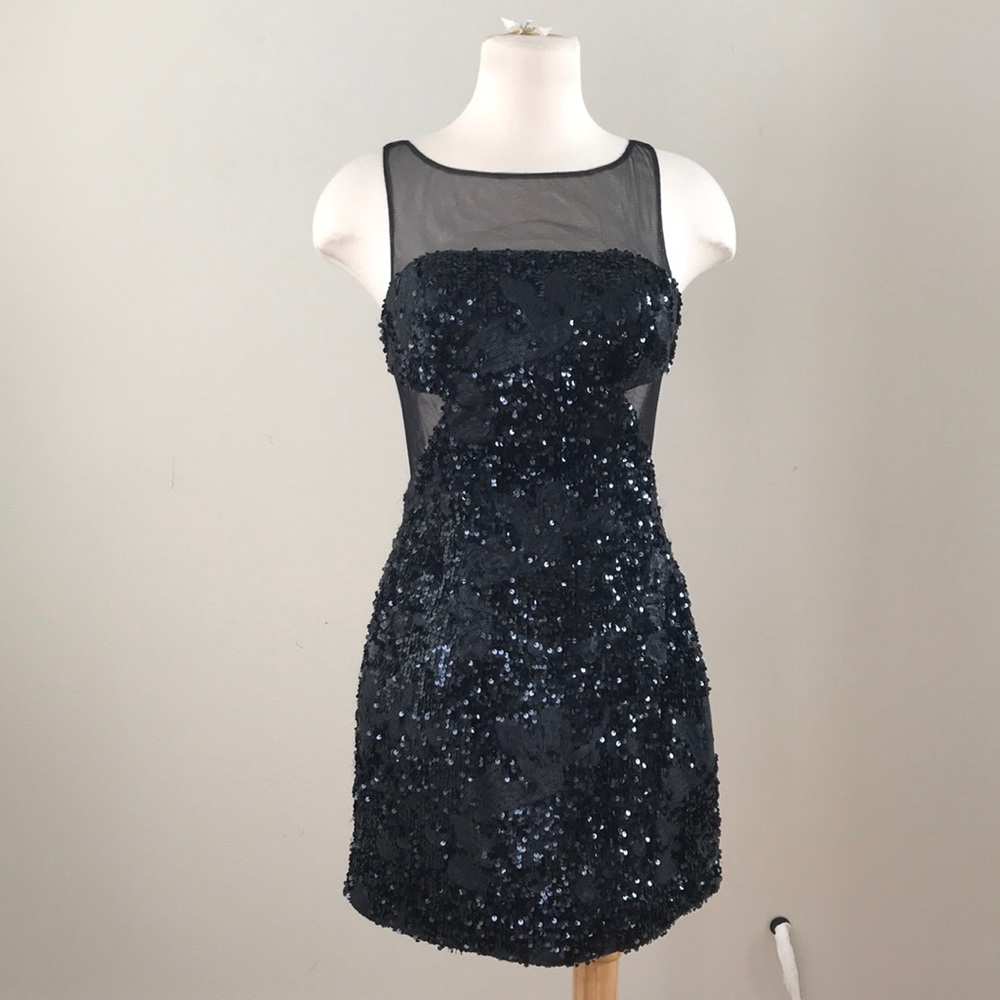 Val Stefani Black Sequin Mini Dress
